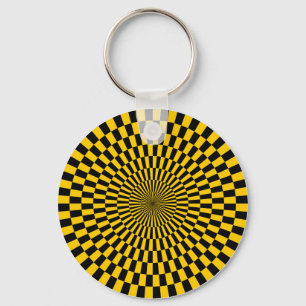 Op Art - Amber and Black Key Ring