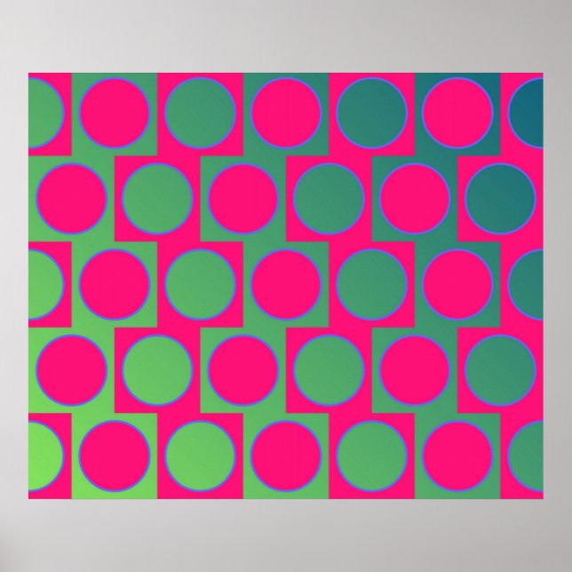 Op Art Big Circles Alternated Pattern Magenta Poster (Front)