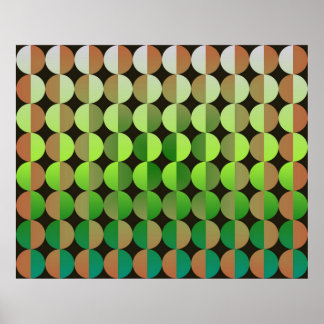 Op Art Big Circles By Half Orange And Green Poster