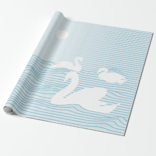 OP Art Blue Swan Drift Wrapping Paper