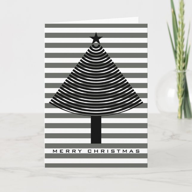 Op Art Christmas Tree Holiday Card (Front)
