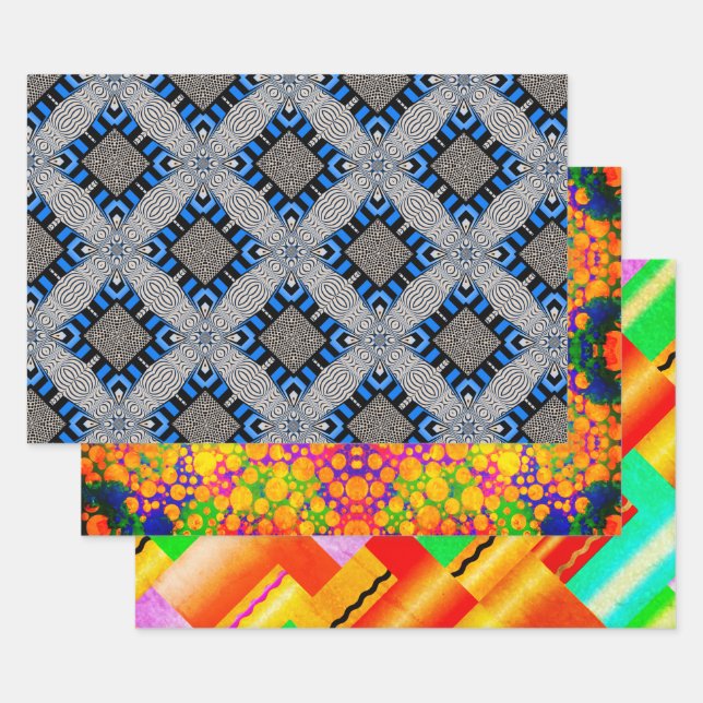 Op Art, Dots, and Deco Sampler Wrapping Paper Sheet (Set)
