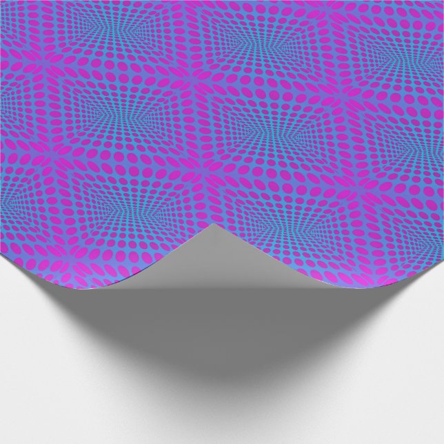 Op-Art Dots Purple and Blue Wrapping Paper (Corner)