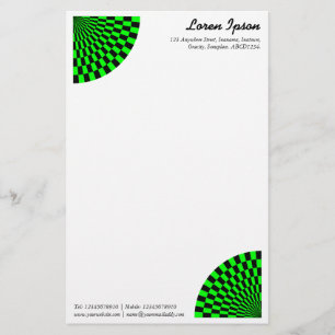 Op Art Fan - Green and Black Stationery