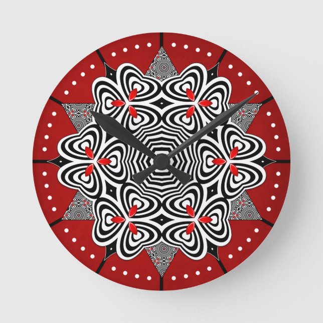 Op Art Flower Round Clock (Front)