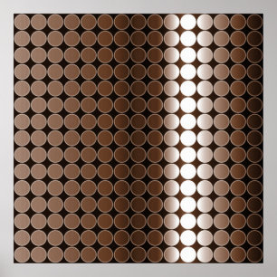 Op Art Gradient Polka Dots Monochrome Brown Poster