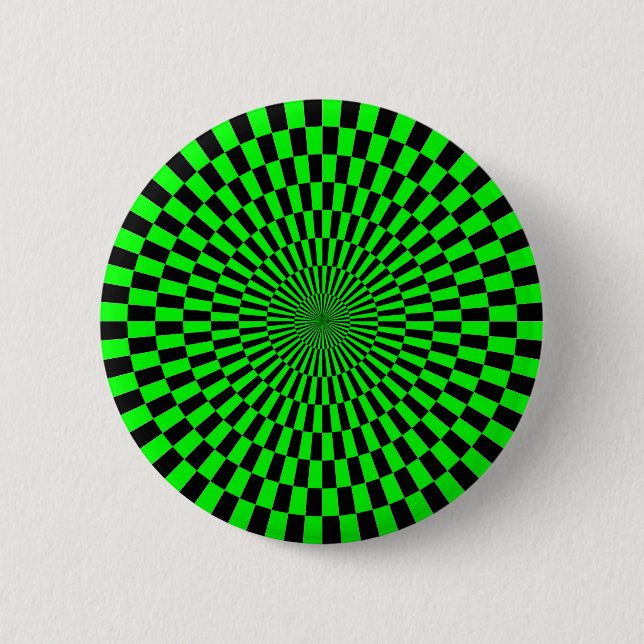 Op Art - Green and Black 6 Cm Round Badge (Front)