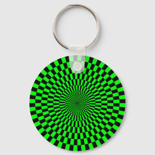 Op Art - Green and Black Key Ring