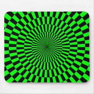 Op Art - Green and Black Mouse Mat