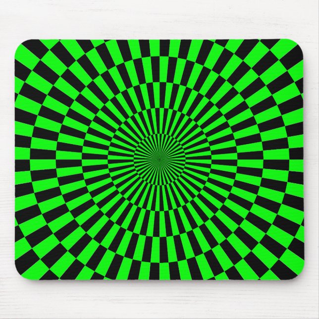 Op Art - Green and Black Mouse Mat (Front)