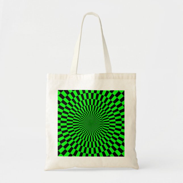 Op Art - Green and Black Tote Bag (Front)