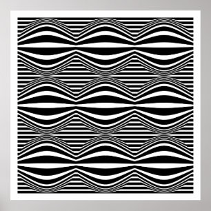 Op Art Lines and Spheres 01 - Black and White Poster