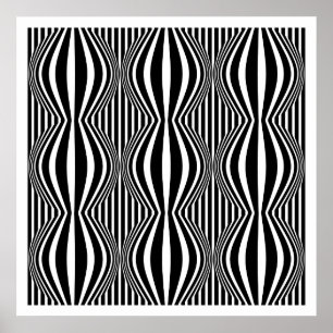 Op Art Lines and Spheres 02 - Black and White Poster