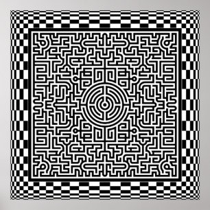 Op-Art Maze and Checkers Poster