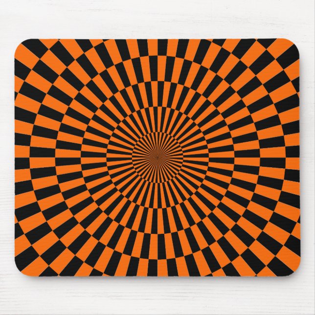 Op Art - Orange and Black Mouse Mat (Front)