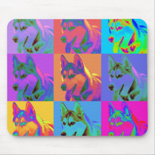 Op Art - Siberian Husky Mouse Mat