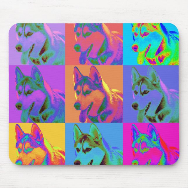Op Art - Siberian Husky Mouse Mat (Front)