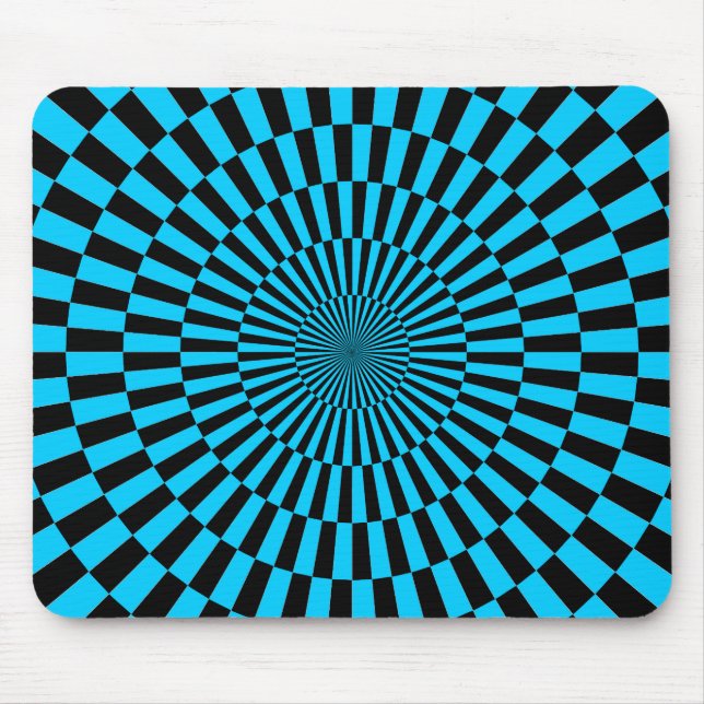 Op Art - Sky Blue and Black Mouse Mat (Front)