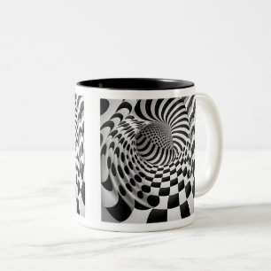 Op Art Tunnel Two-Tone Mug, 11 oz Coffee Mug