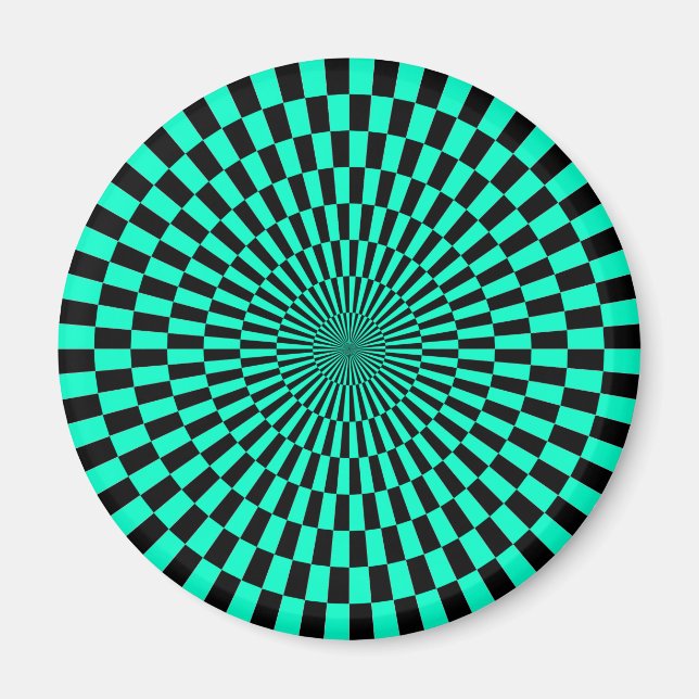 Op Art - Turquoise and Black Magnet (Front)