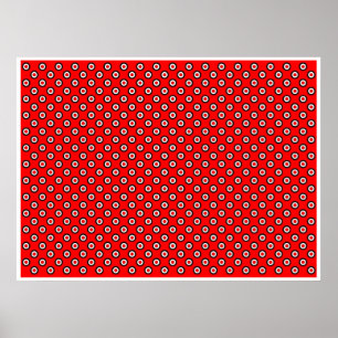 Op Art Vibrant Circles Red White Black Red Bkg Poster