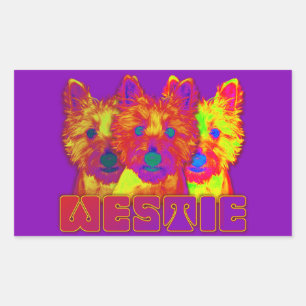 Op Art - West Highland Terrier Rectangular Sticker