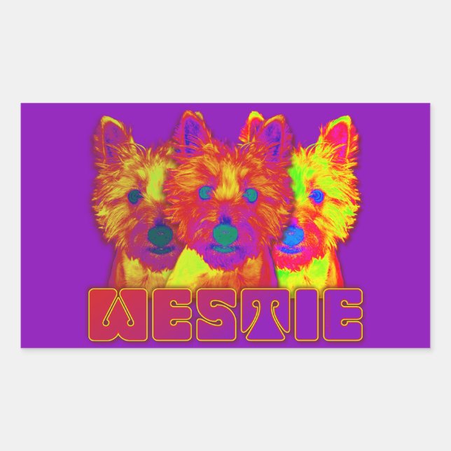Op Art - West Highland Terrier Rectangular Sticker (Front)