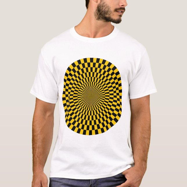Op Art Wheel - Amber and Black T-Shirt (Front)
