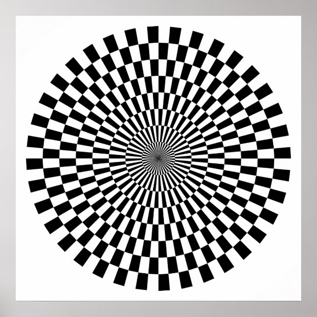 Op Art Wheel - Black and White Poster (Front)