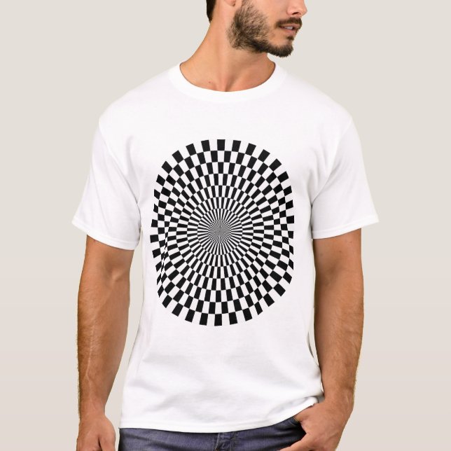 Op Art Wheel - Black and White T-Shirt (Front)