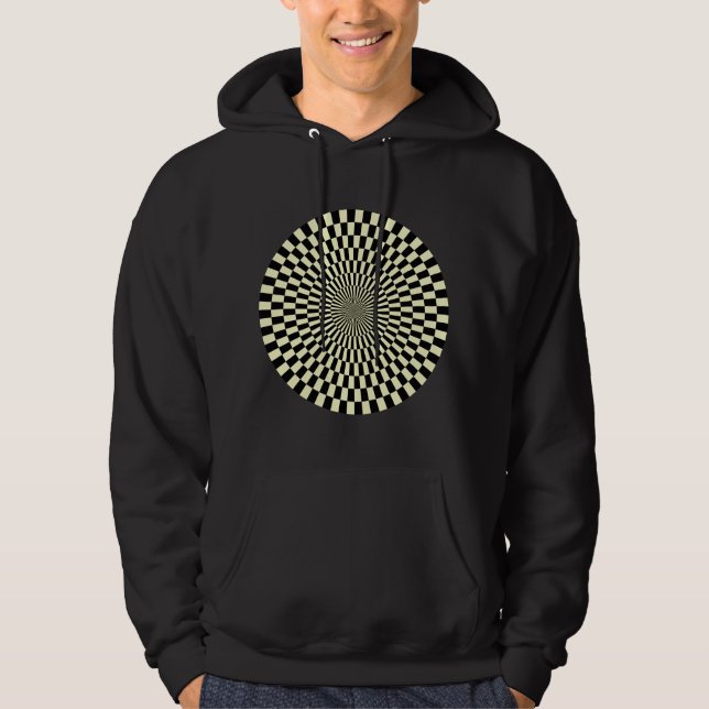 Op Art Wheel - Cream and Black Hoodie (Front)