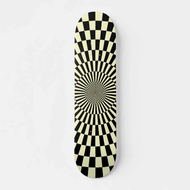 Op Art Wheel - Cream and Black Skateboard (Front)