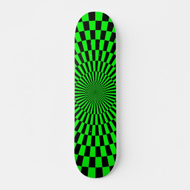 Op Art Wheel - Green and Black Skateboard (Front)