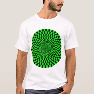 Op Art Wheel - Green and Black T-Shirt