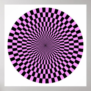 Op Art Wheel - Light Violet and Black Poster