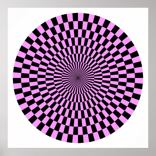 Op Art Wheel - Light Violet and Black Poster (Front)