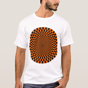 Op Art Wheel - Orange and Black T-Shirt