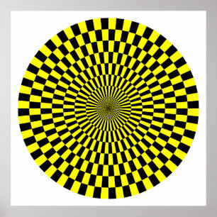 Op Art Wheel - Yellow and Black Poster