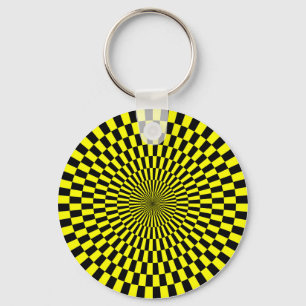 Op Art  - Yellow and Black Key Ring
