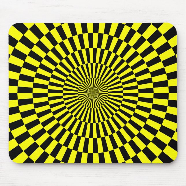 Op Art - Yellow and Black Mouse Mat (Front)
