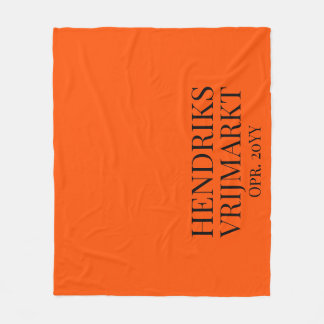 Op Maat Oranje Vrijmarkt-deken | Zwarte tekst -  Fleece Blanket