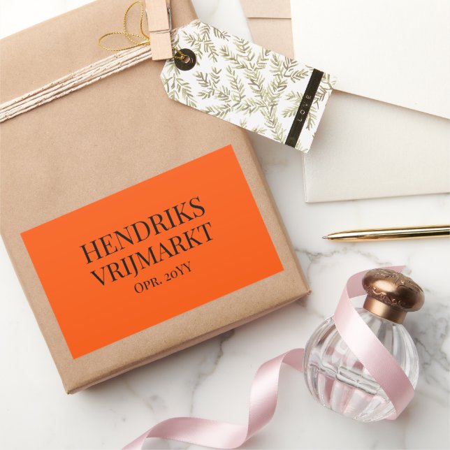 Op Maat Vrijmarkt-sticker | Oranje en Zwarte -  Rectangular Sticker (Gifting)