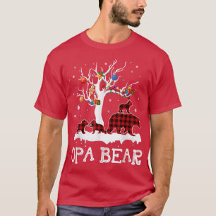 Opa Bear Christmas Pajama Red Plaid Buffalo Family T-Shirt