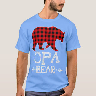 Opa Bear Christmas Pajama Red Plaid Buffalo Family T-Shirt