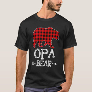Opa Bear Christmas Pajama Red Plaid Buffalo Family T-Shirt