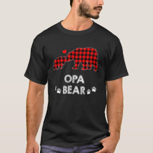 Opa Bear Men Red Plaid Christmas Pajama Family Dad T-Shirt