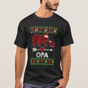 Opa Bear Santa Red Plaid Family Pyjamas For Christ T-Shirt