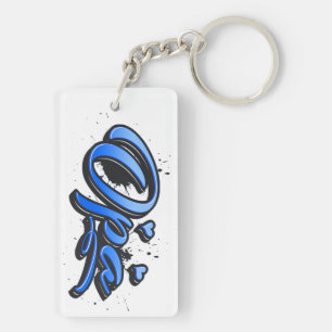Opa blue Heart Graffiti Schlüsselanhänger Anhänger Key Ring