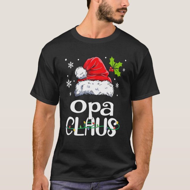 Opa Claus Funny Grandma Santa Pyjamas Christmas Op T-Shirt (Front)