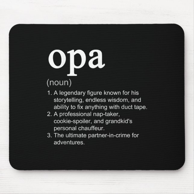 Opa Definition Funny Cool Noun  Mouse Mat (Front)